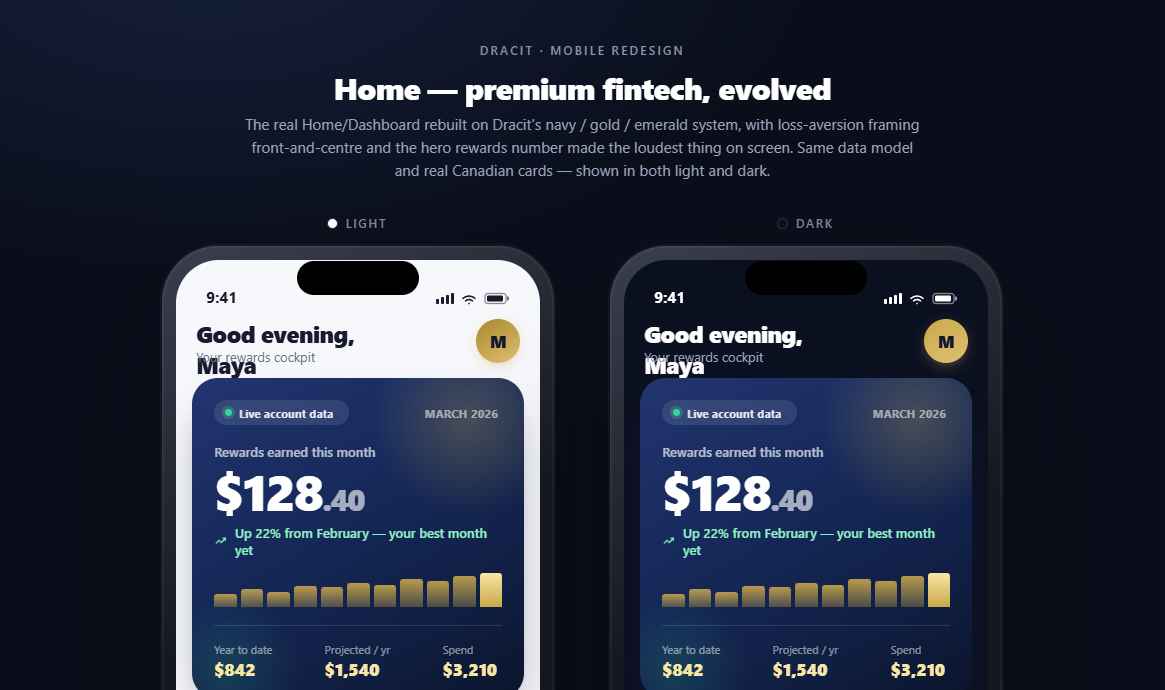 Dracit app — dark